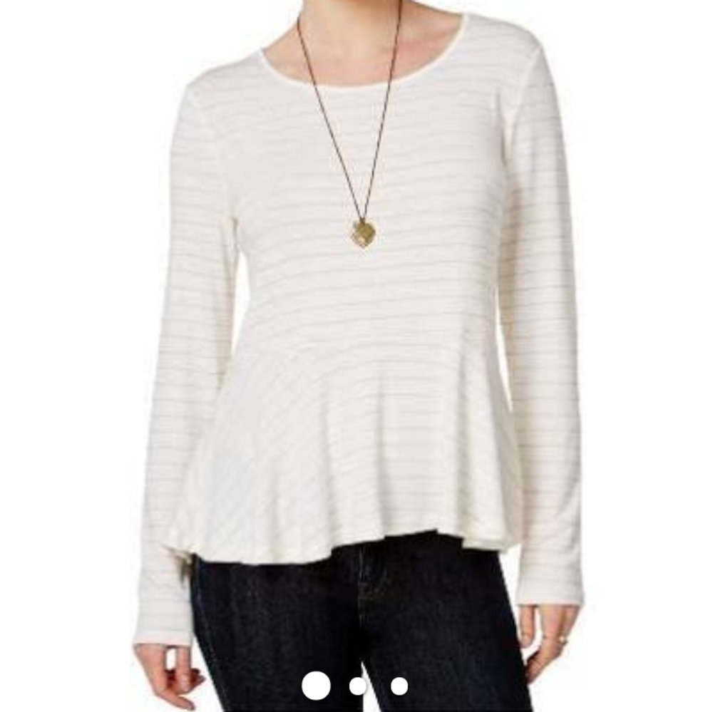 Maison Jules Peplum Gold Stripe Top